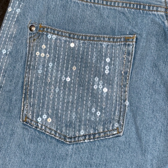 Anthropologies Pilcro Sequin Skater High-Rise Wide-Leg Jeans - Picture 10 of 14